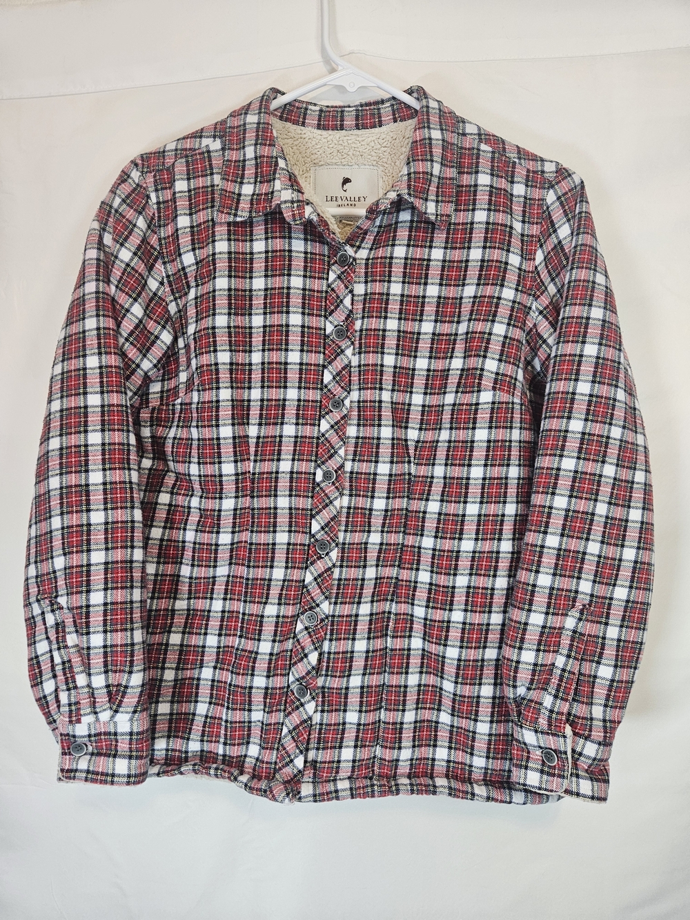 Lee Valley Women's Red Plaid Button-Front Fleece Lined Shirt/jacket